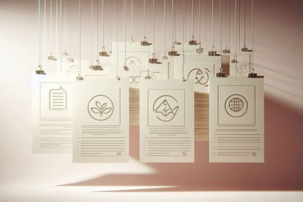 Des feuilles suspendues à des fils